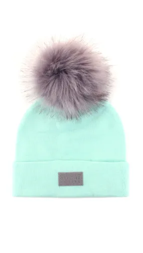 Fur Pom Beanie Hat - Foam