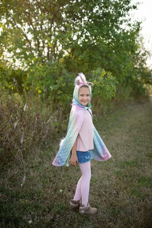 Great Pretenders - Reversible Rainbow Unicorn Dragon Cape - Size 5-6
