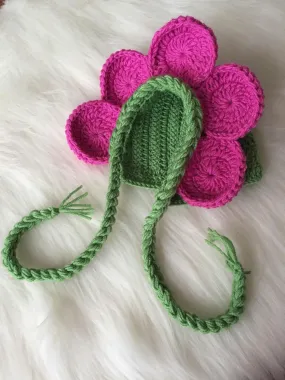 Handmade Flower Baby Costume, Hat Diaper Booties