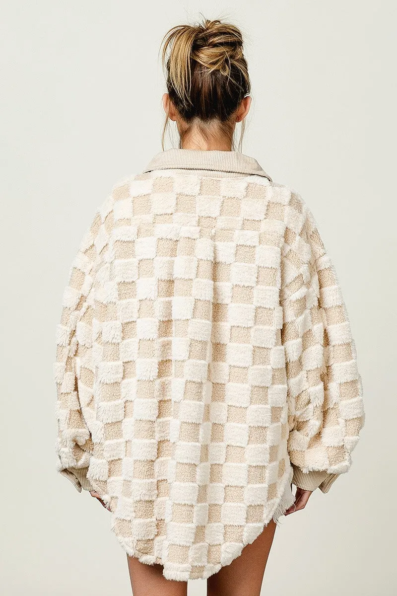 IP6109G-08_9 | CHECKER SHERPA CORDUROY OVERSIZE SHACKET