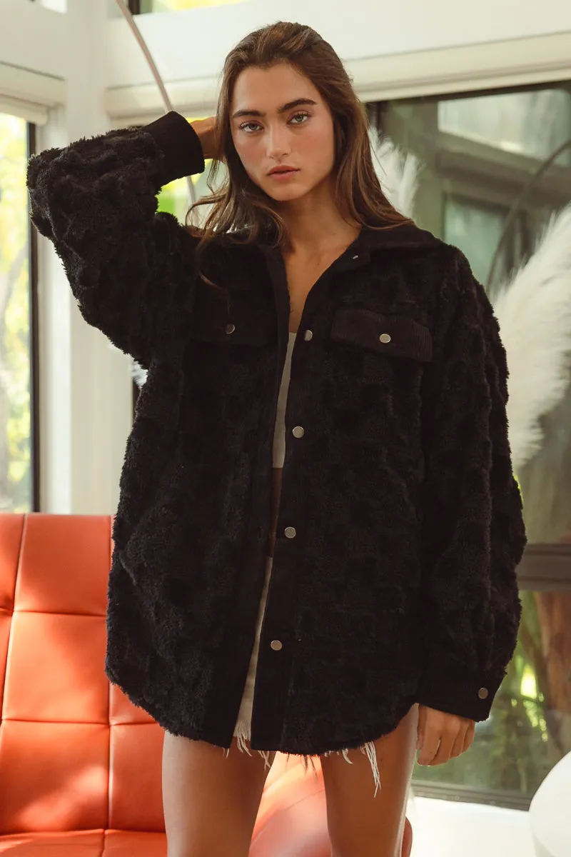 IP6109G-08_9 | CHECKER SHERPA CORDUROY OVERSIZE SHACKET