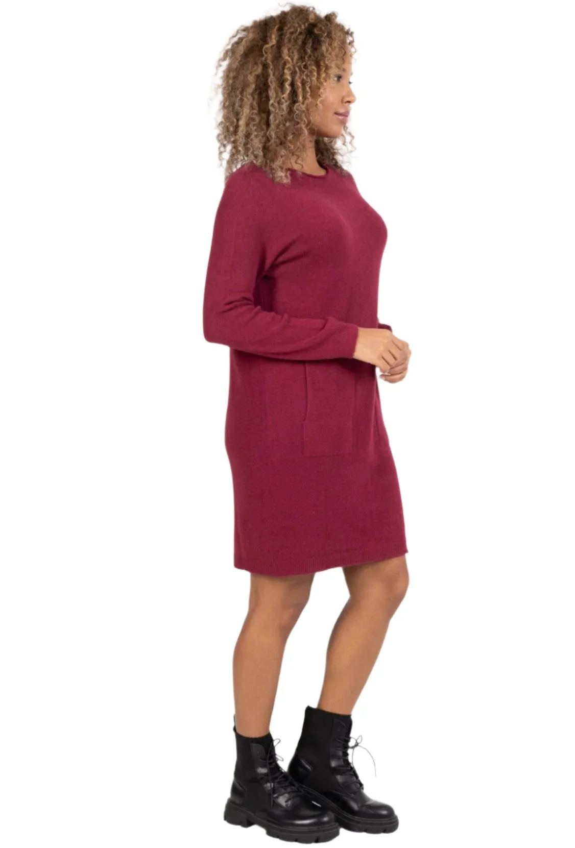 Italian Sweater Dress With Round Neck One Size