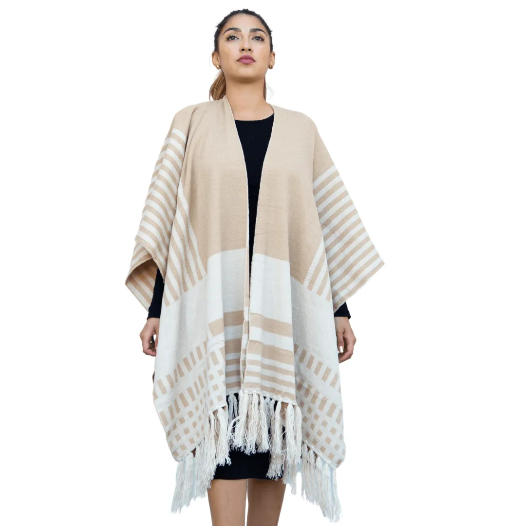 Jacquard Striped Poncho