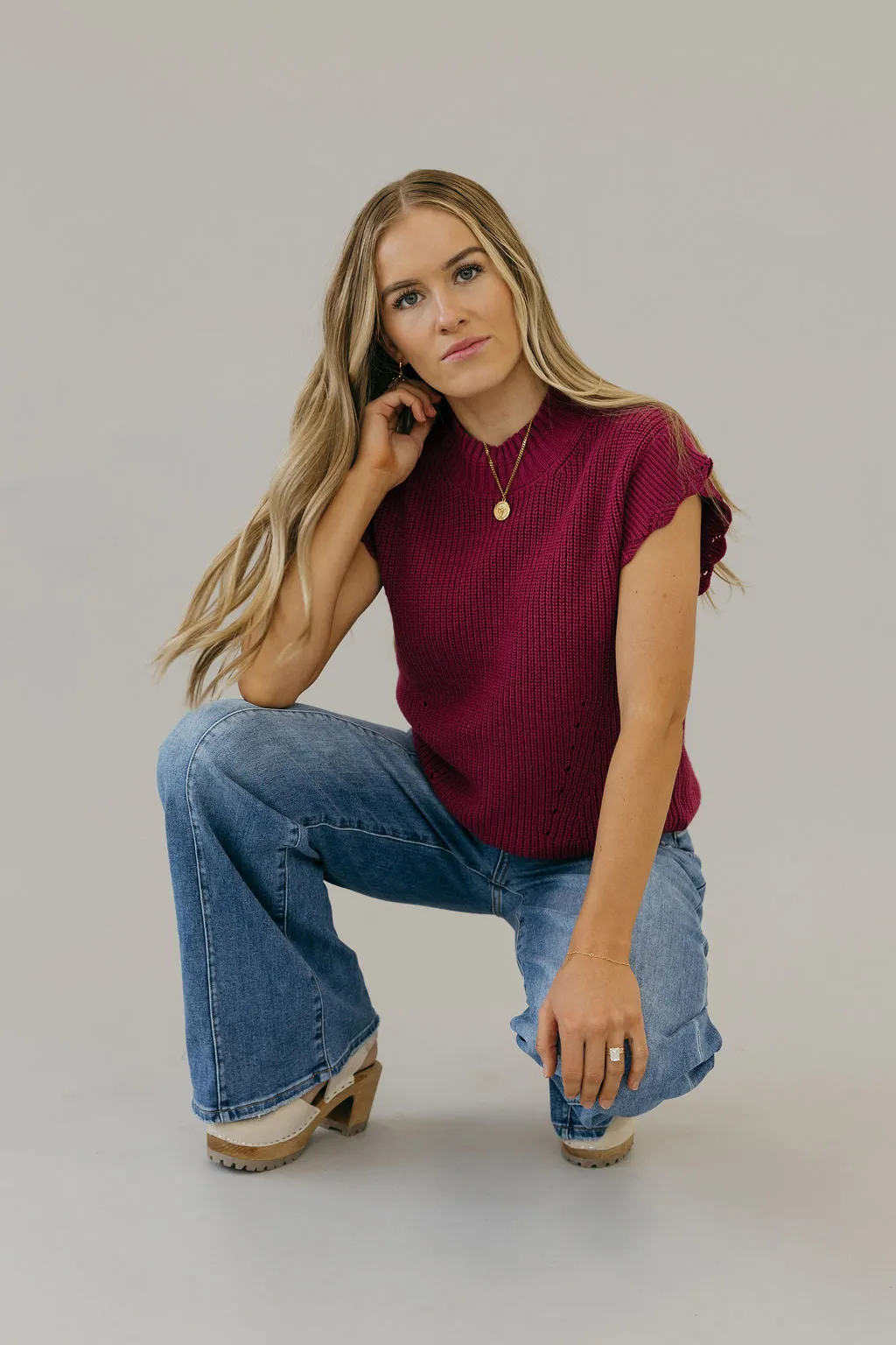 Kaleb Sweater Vest-Berry