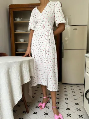 Laura V-Neck Printed Lace-Up Maxi Dress