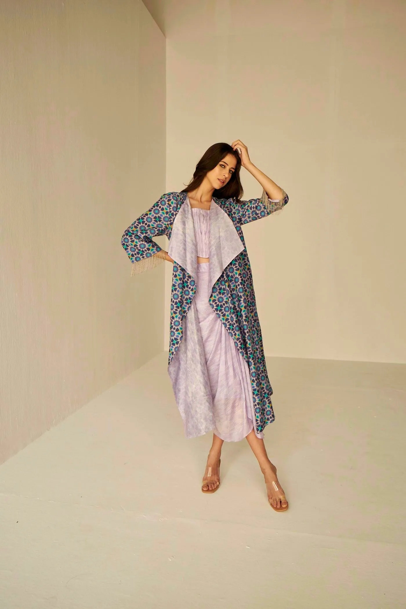 Lilac- Resort Shibori Cape Set