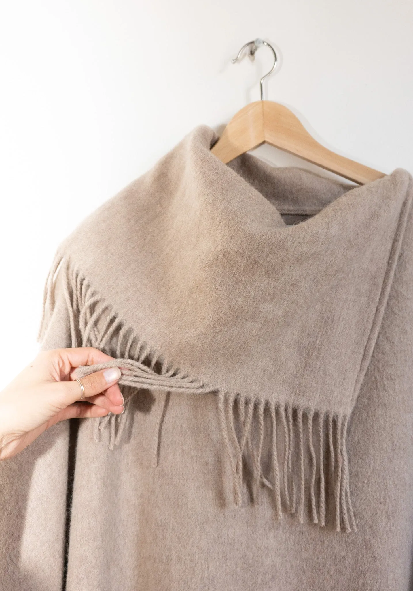Long Turtlo Fringe Poncho in Grey/Brown Milange