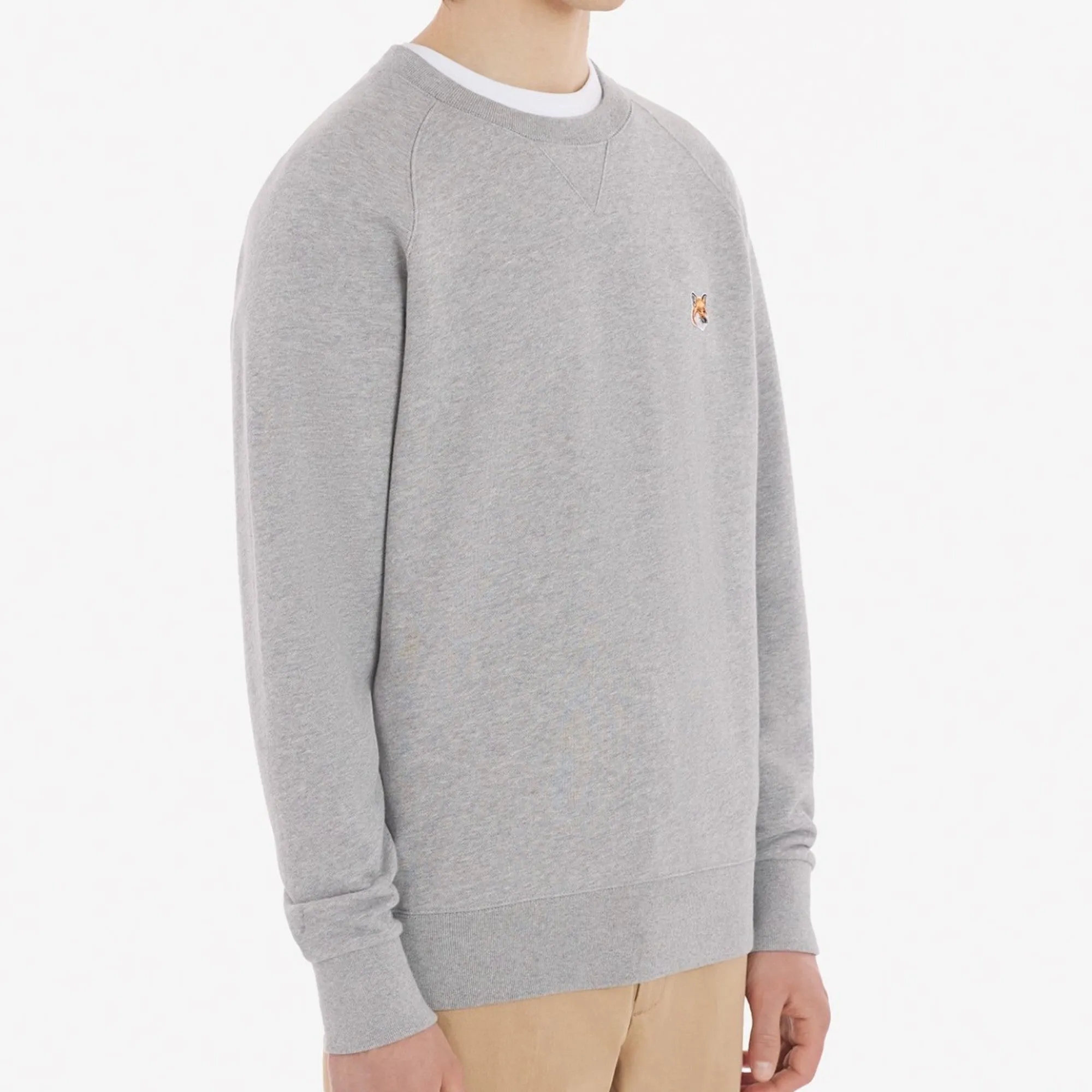 Men Fox Head Patch Classic Sweatshirt - Grey Melange