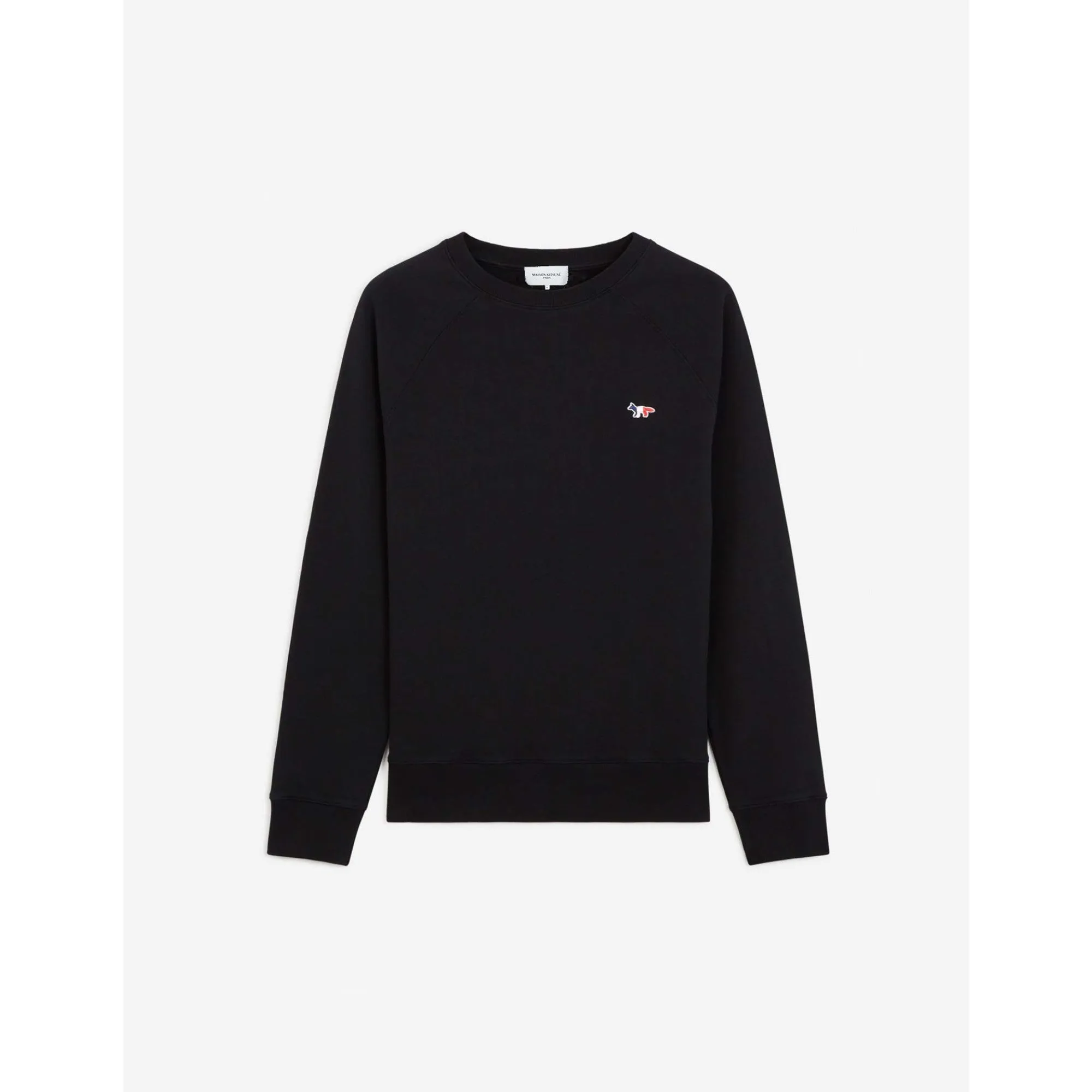 Men Tricolor Fox Patch Clean Sweatshirt - Black