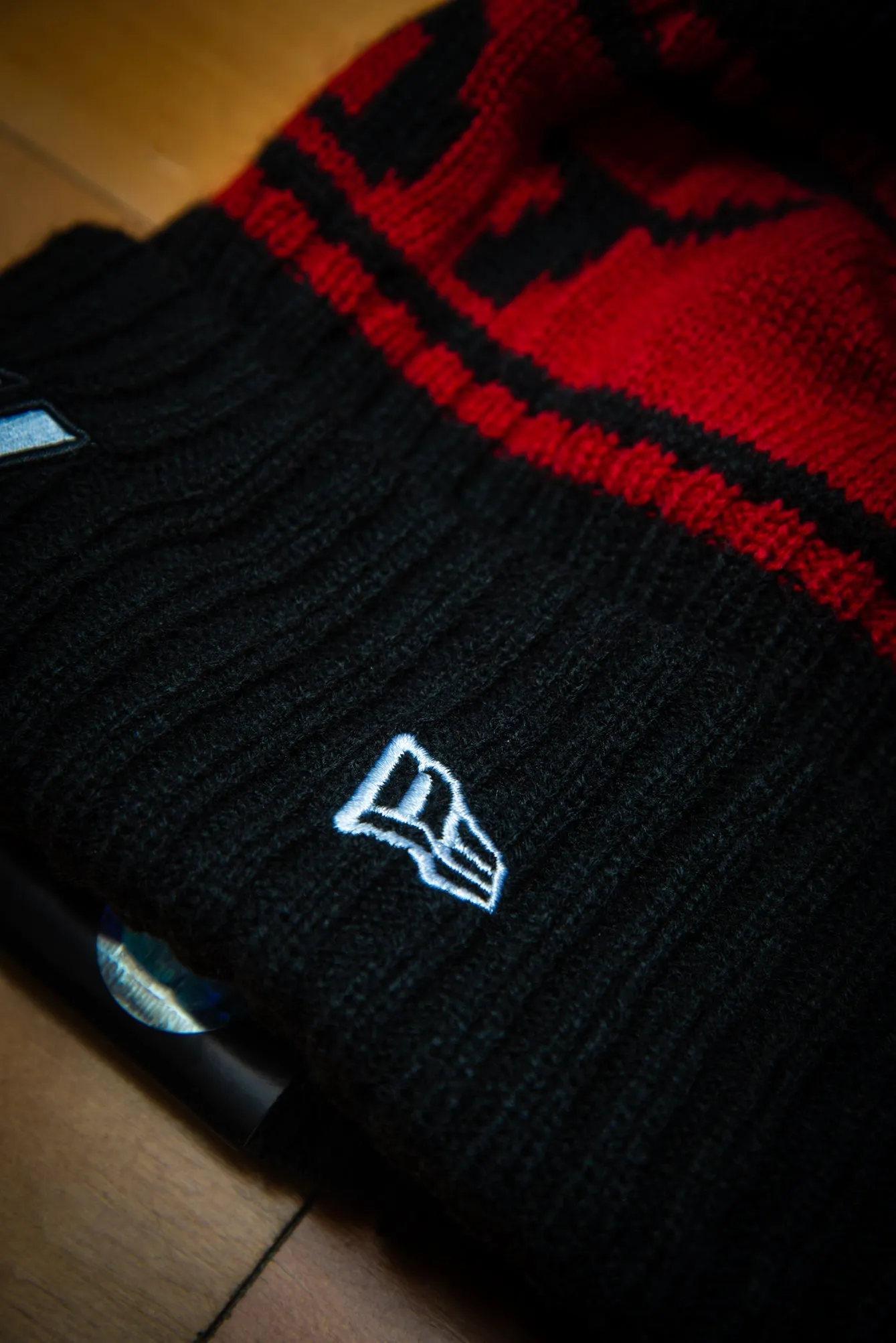 Miami Heat 75th Flame Red Black Cuffed Knit Sport Beanie Hat with Pom