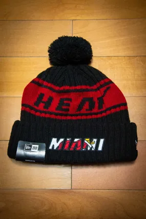Miami Heat 75th Flame Red Black Cuffed Knit Sport Beanie Hat with Pom