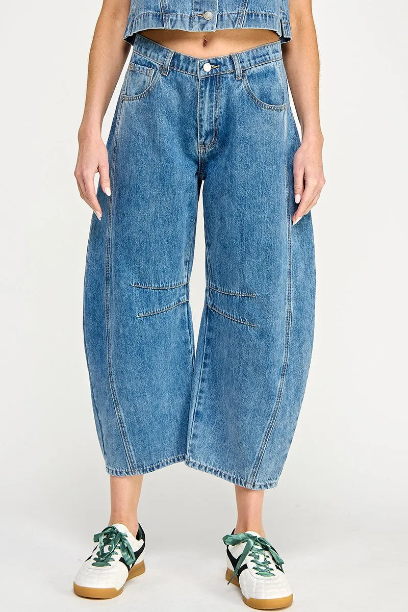 Mid Rise Barrel Jeans