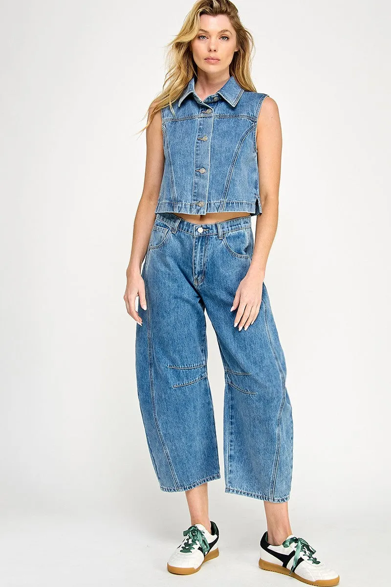 Mid Rise Barrel Jeans