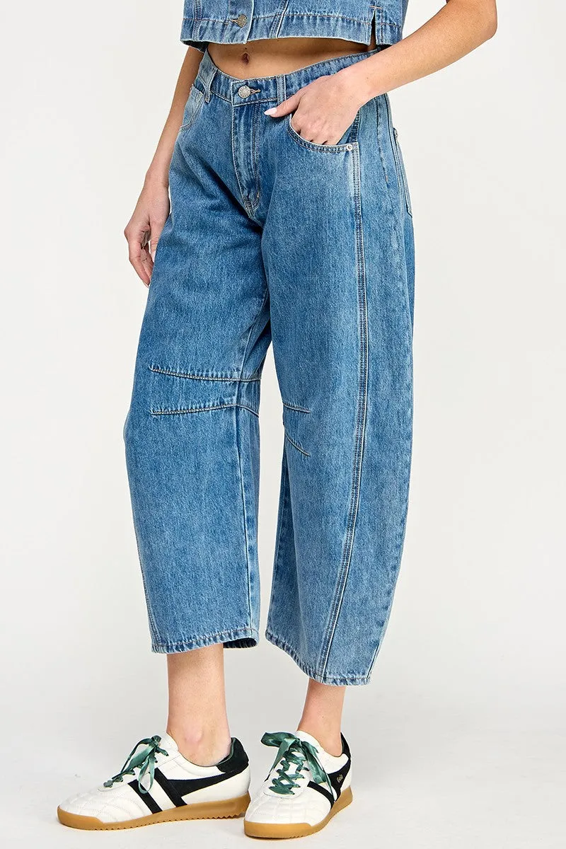 Mid Rise Barrel Jeans