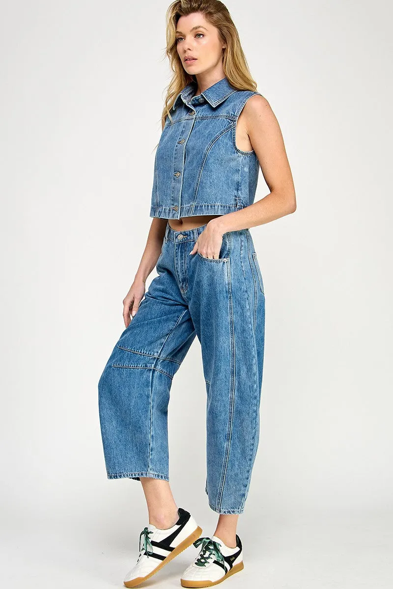 Mid Rise Barrel Jeans