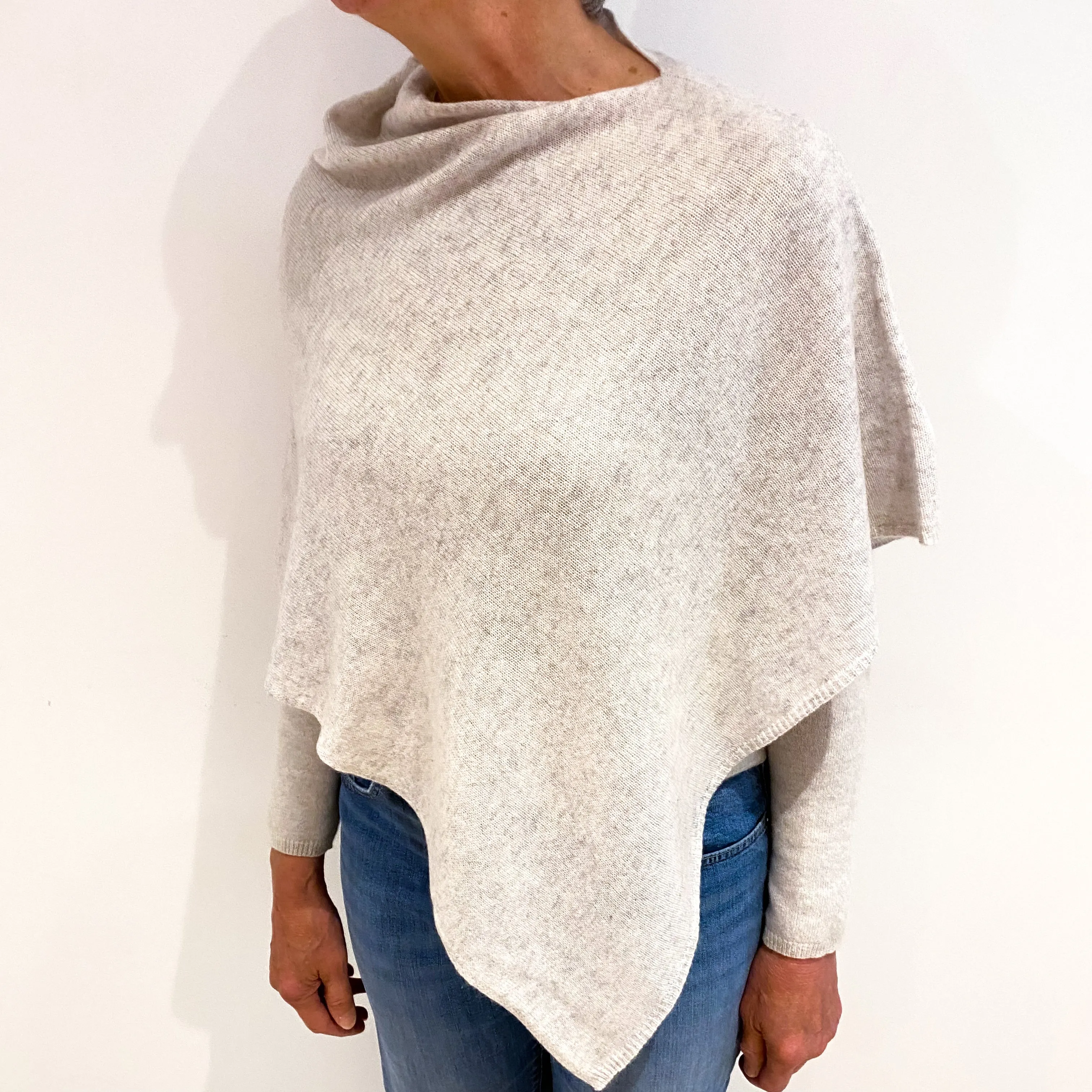 Mist Grey Cashmere Lightweight Poncho One Size