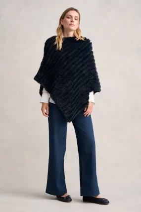 Navy Faux Fur Poncho