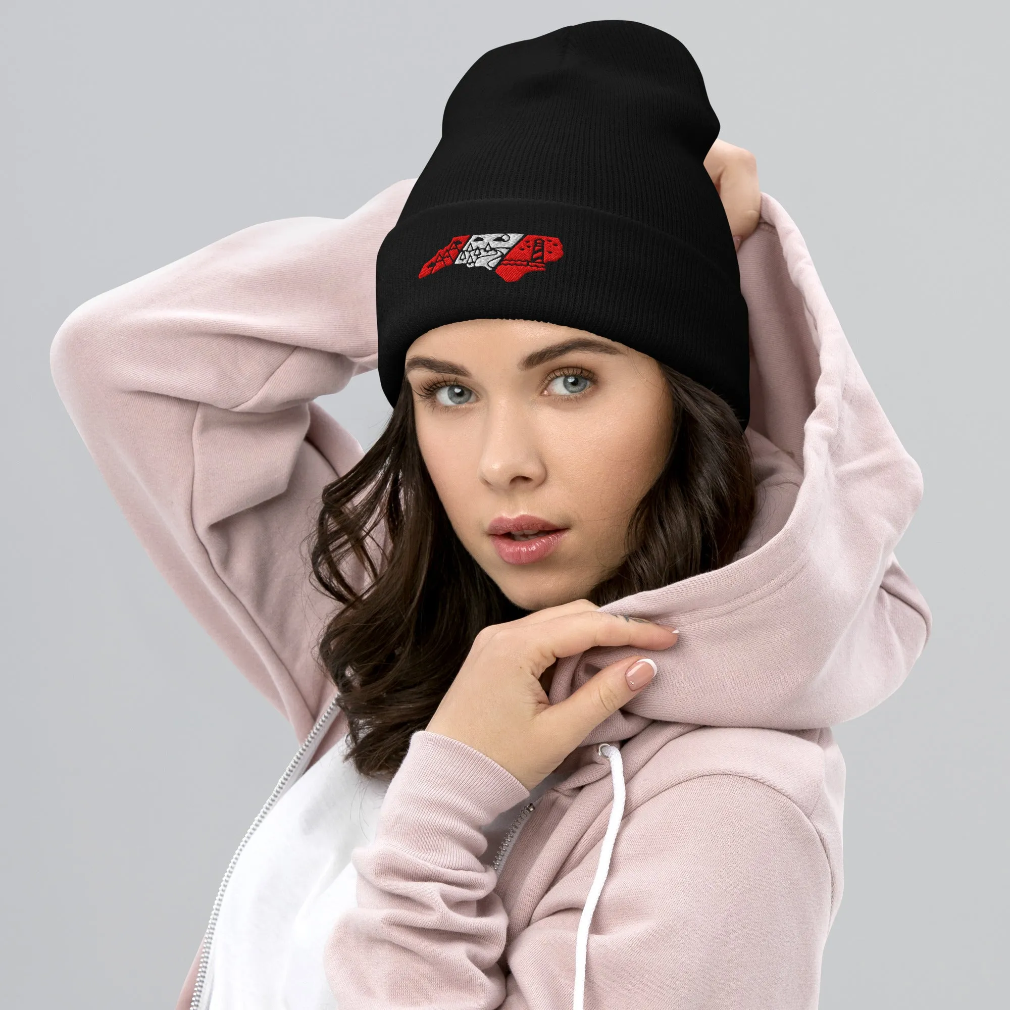 North Carolina 3 Regions Red & WhiteCuffed Beanie