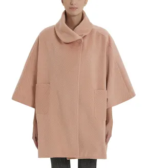 Peach color cape with pockets and lapel collar