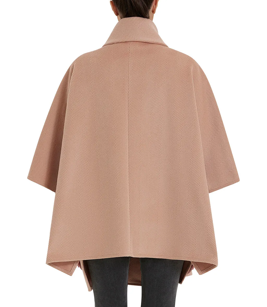 Peach color cape with pockets and lapel collar