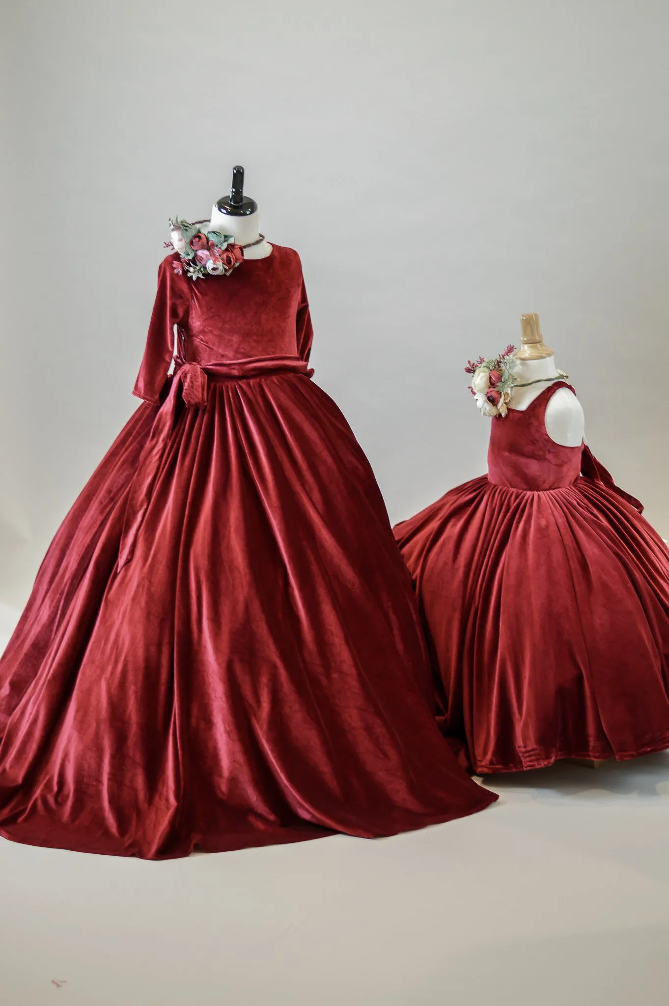 Penelope Velvet gown - Ruby Tie back (3 Year - Petite 4 Year)