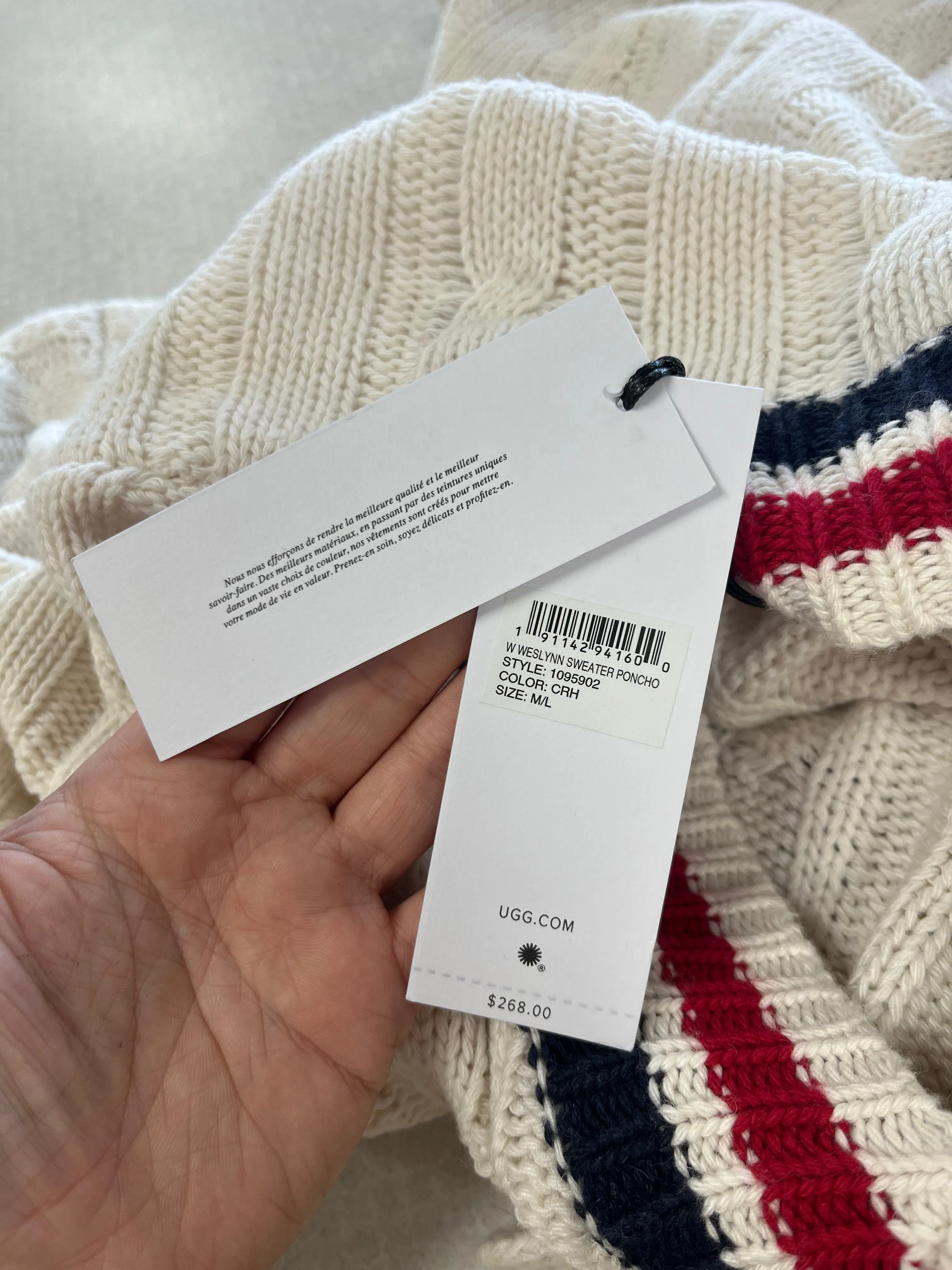Poncho Designer By Ugg In Cream, Size:L