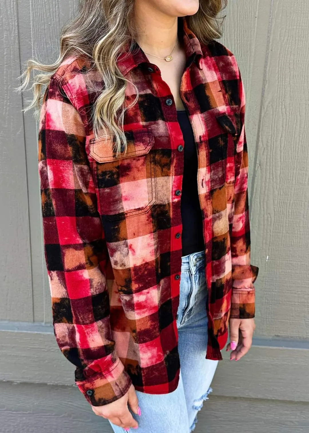 Red, cream custom shacket-sale