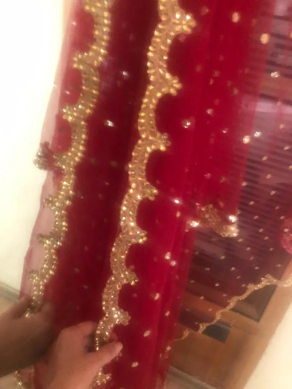 Red Golden Indian Dupatta long net embroidered scarf Punjabi dress dupattas with zari embroidery for festival chunni lehenga stole