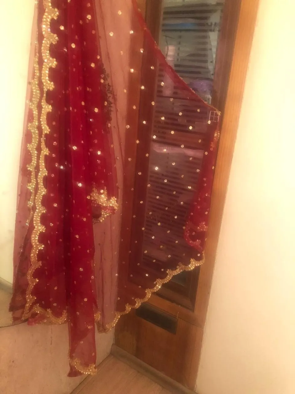 Red Golden Indian Dupatta long net embroidered scarf Punjabi dress dupattas with zari embroidery for festival chunni lehenga stole