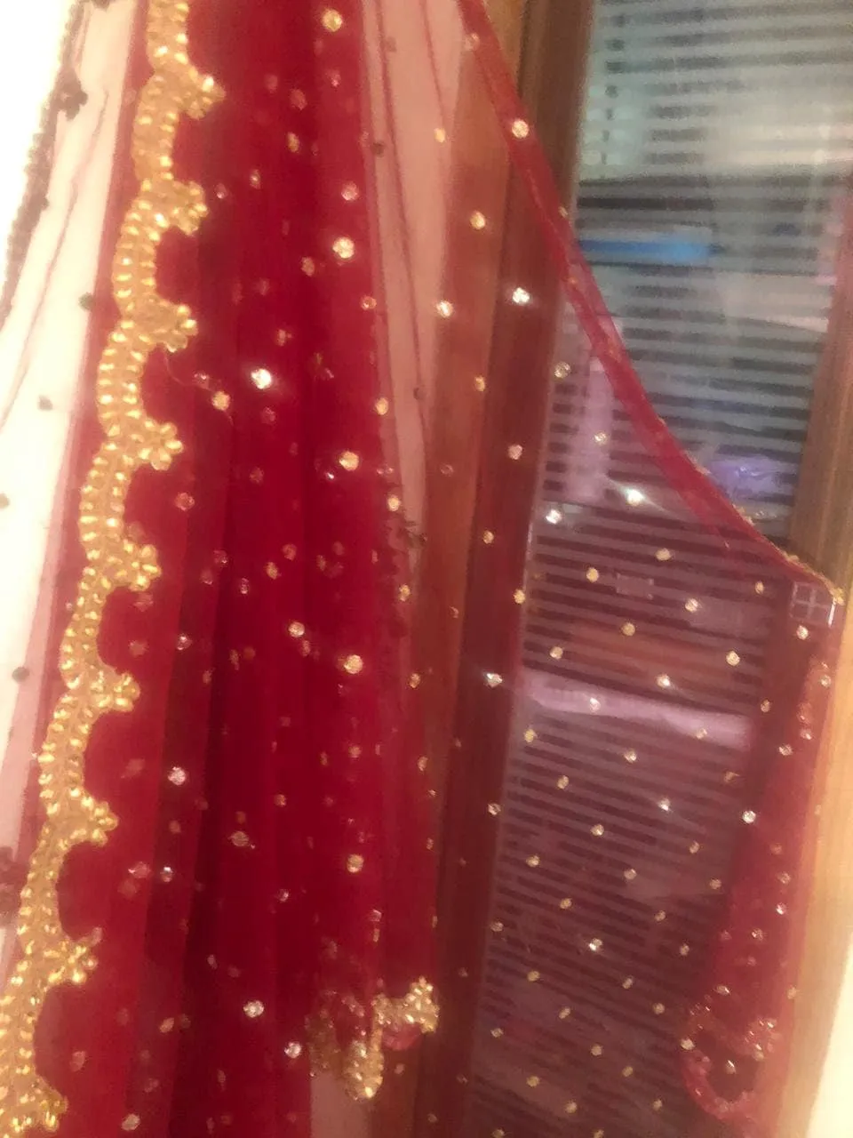 Red Golden Indian Dupatta long net embroidered scarf Punjabi dress dupattas with zari embroidery for festival chunni lehenga stole