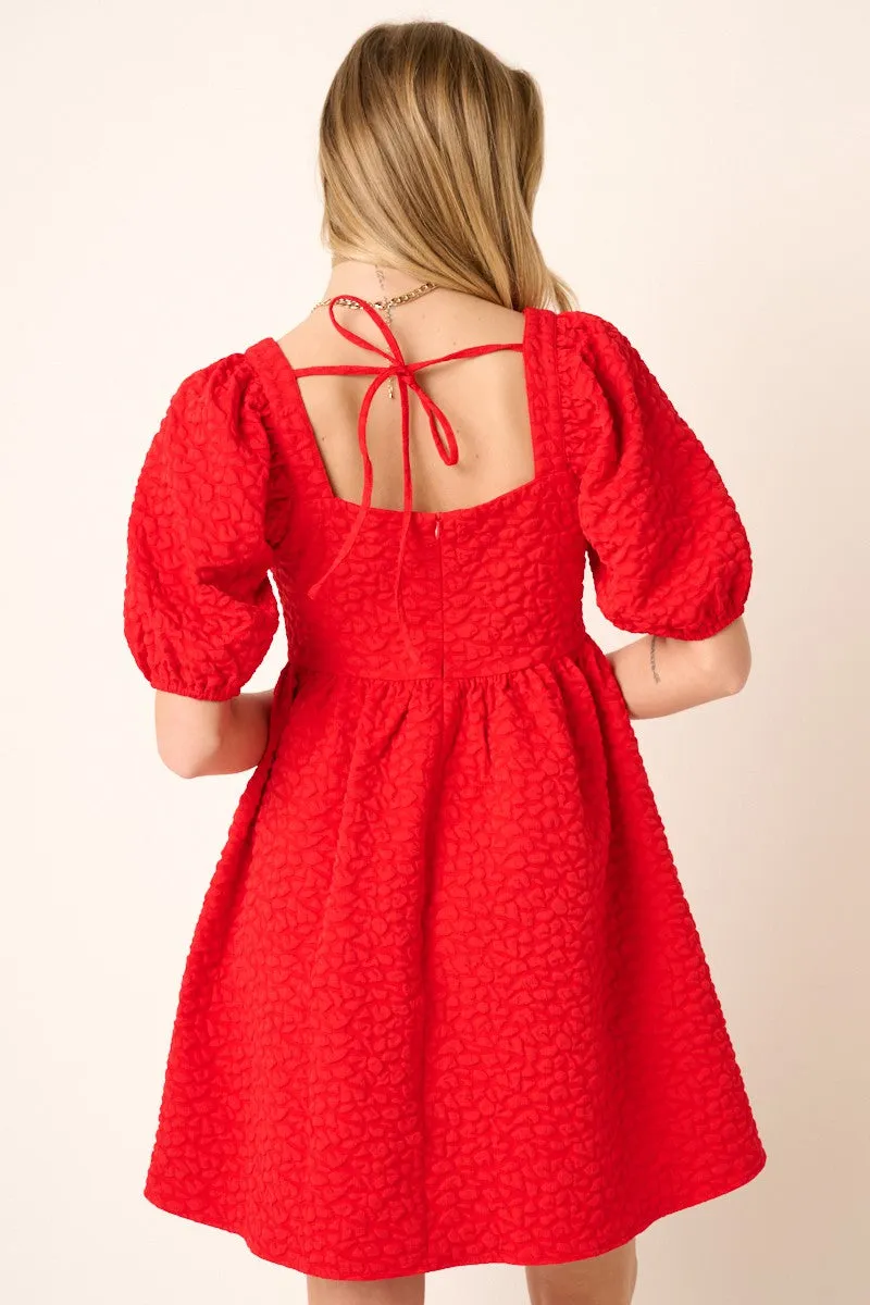 Red Textured Babydoll Dress