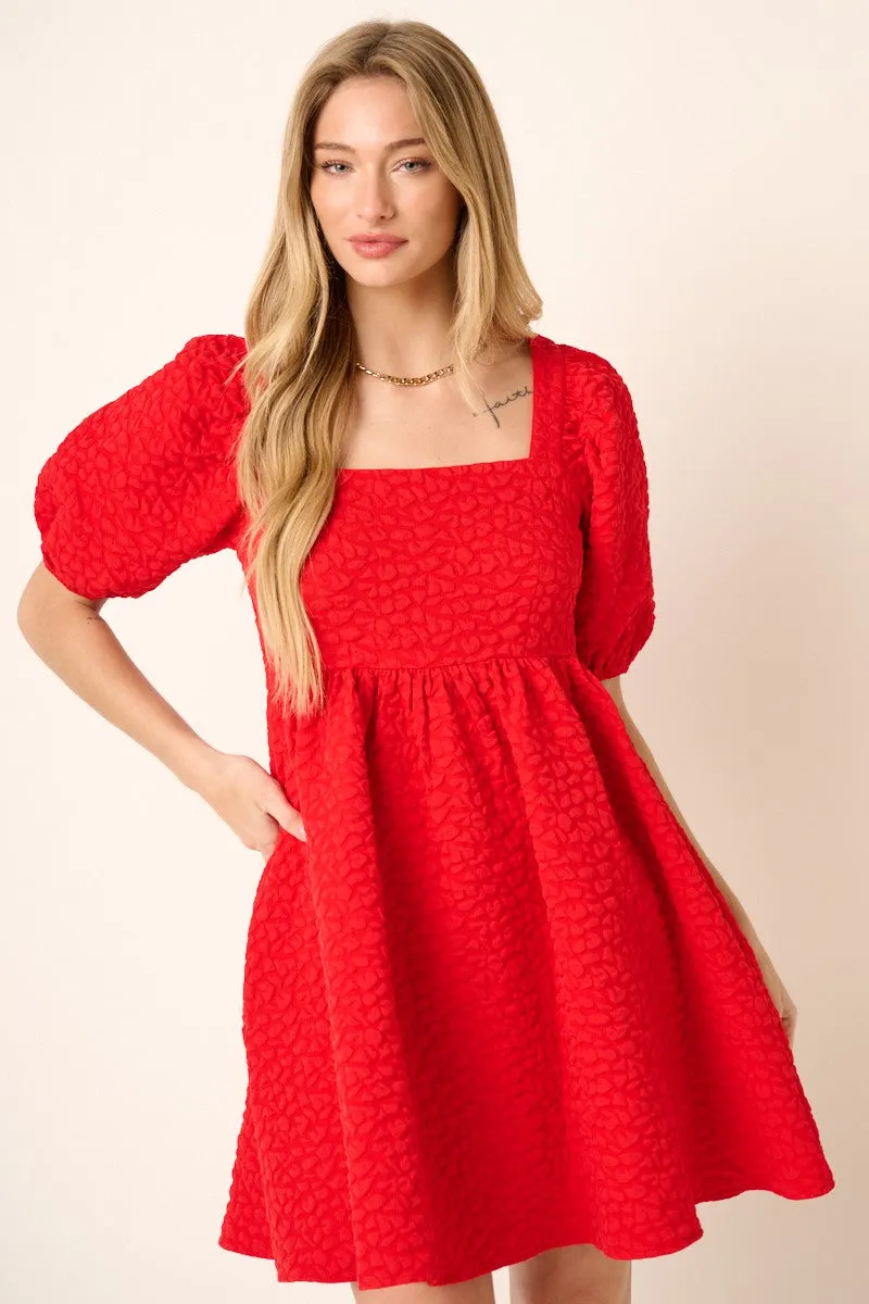 Red Textured Babydoll Dress