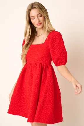 Red Textured Babydoll Dress
