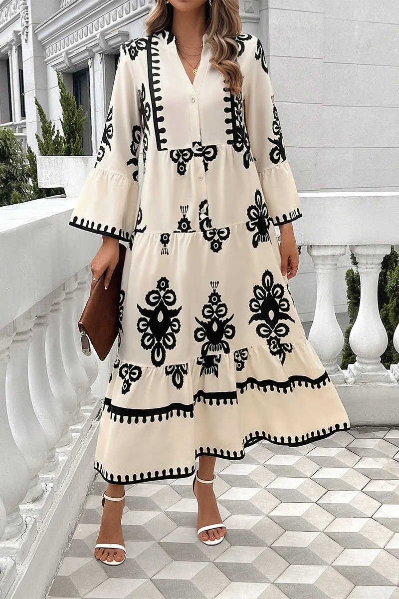 Regal Baroque Midi Dress