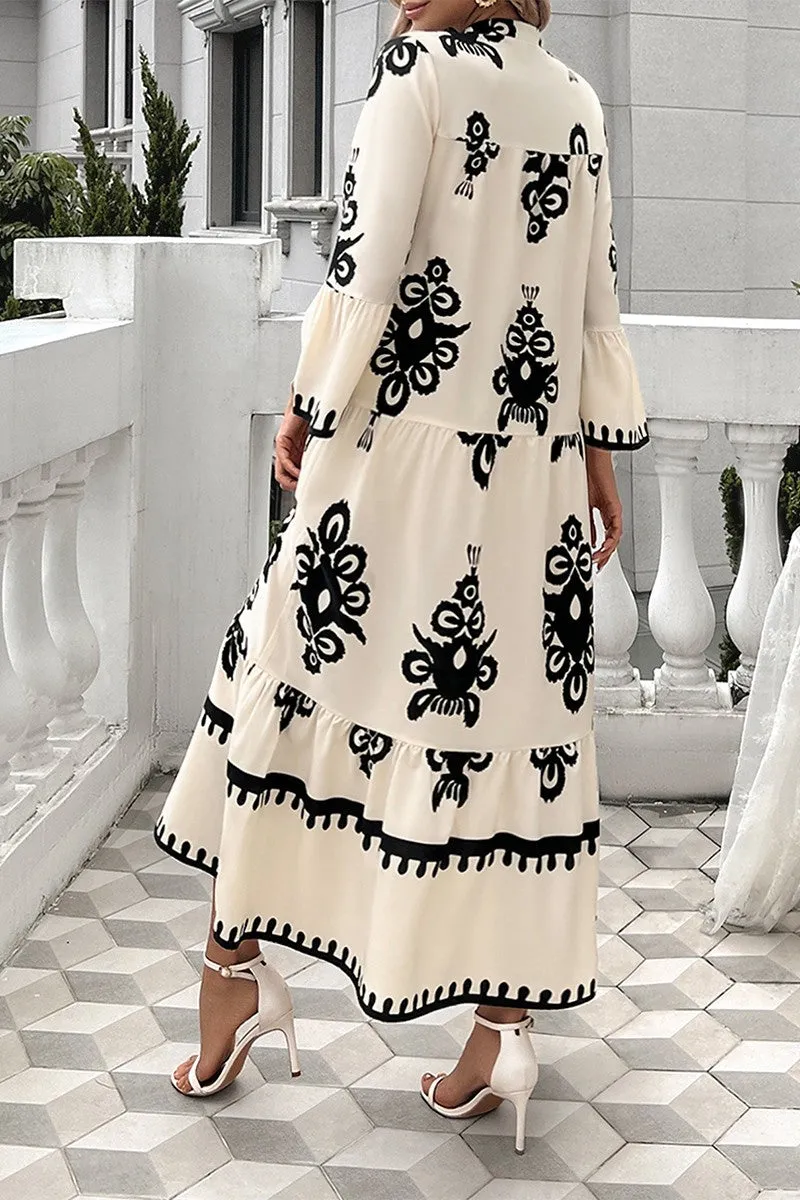 Regal Baroque Midi Dress