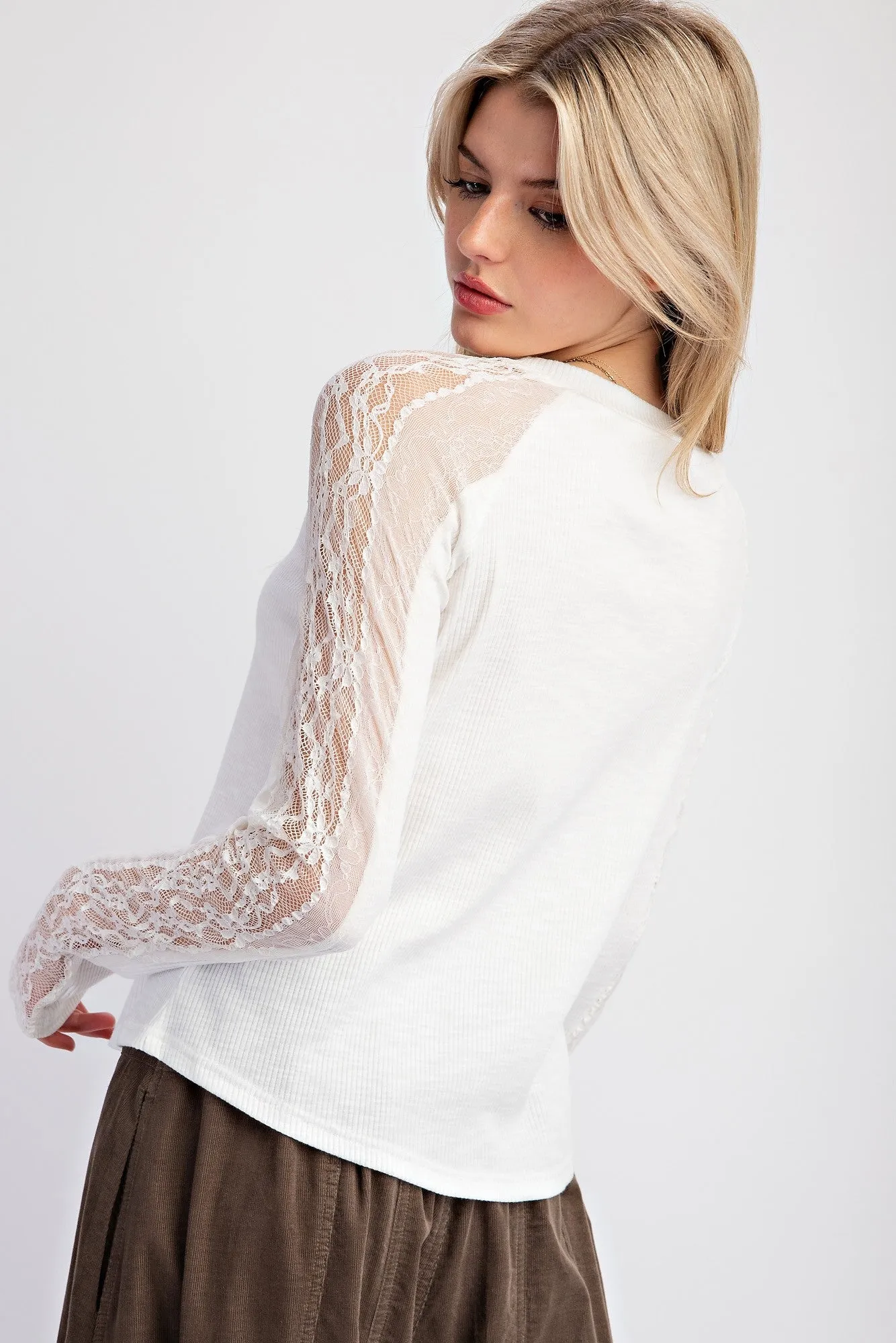 Rib Knit Lace Top