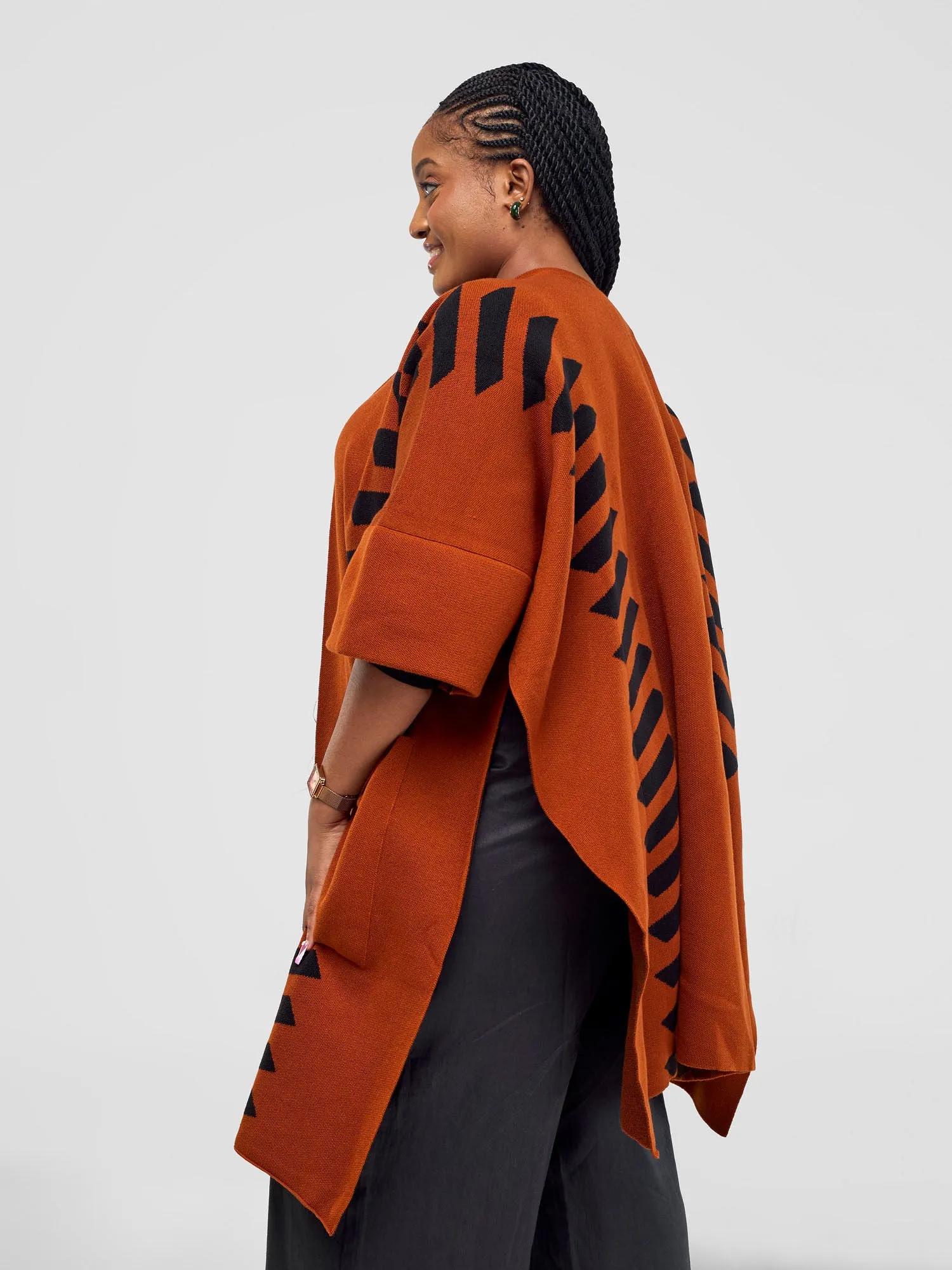 Safari Dila Poncho - Rust / Black
