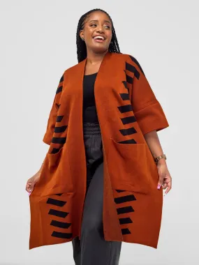 Safari Dila Poncho - Rust / Black
