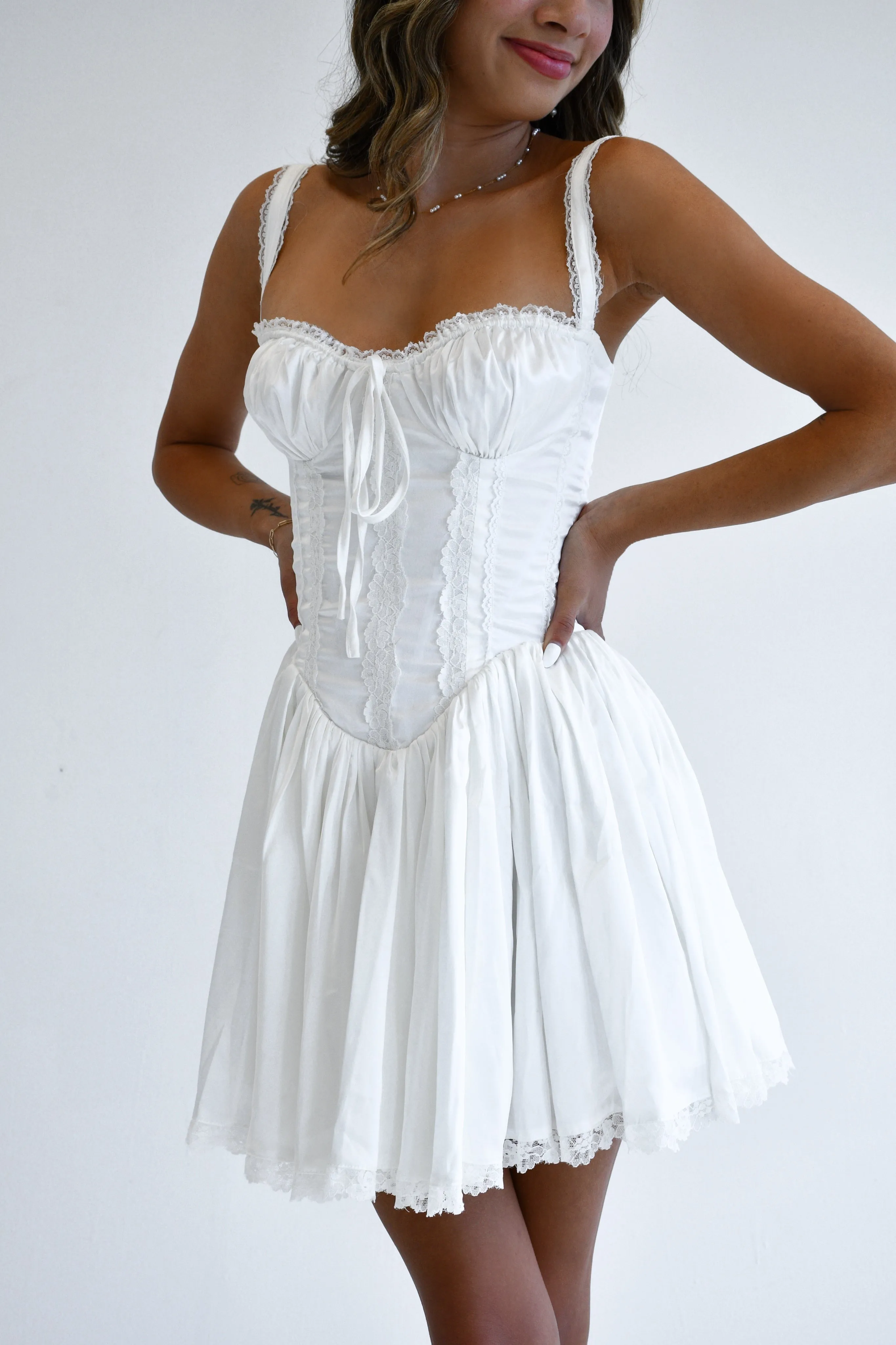 Satin Corset Flare Mini Dress