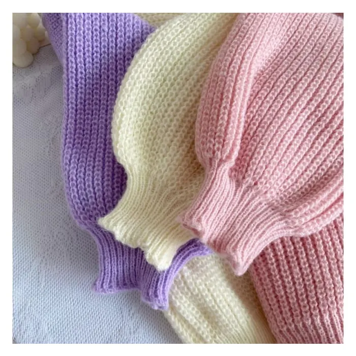 Set: Rabbit Embroidered Knit Cami Top   V-Neck Button-Up Cardigan