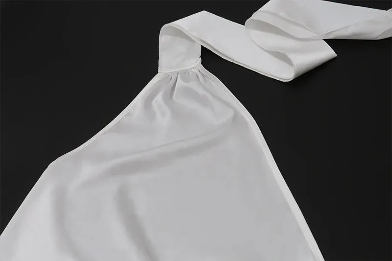 Sexy Backless Satin 3D Flowers White Halter Short Party Dress
