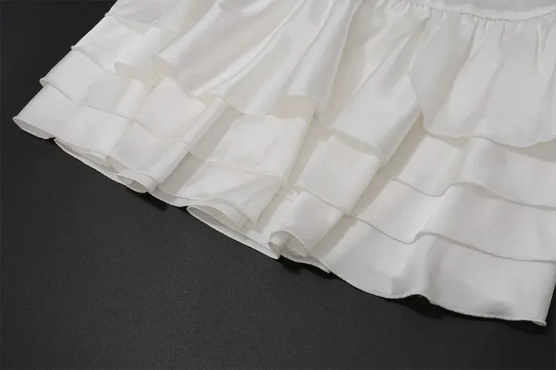 Sexy Backless Satin 3D Flowers White Halter Short Party Dress