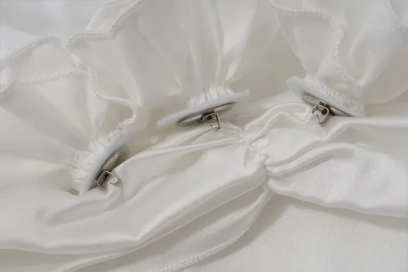 Sexy Backless Satin 3D Flowers White Halter Short Party Dress