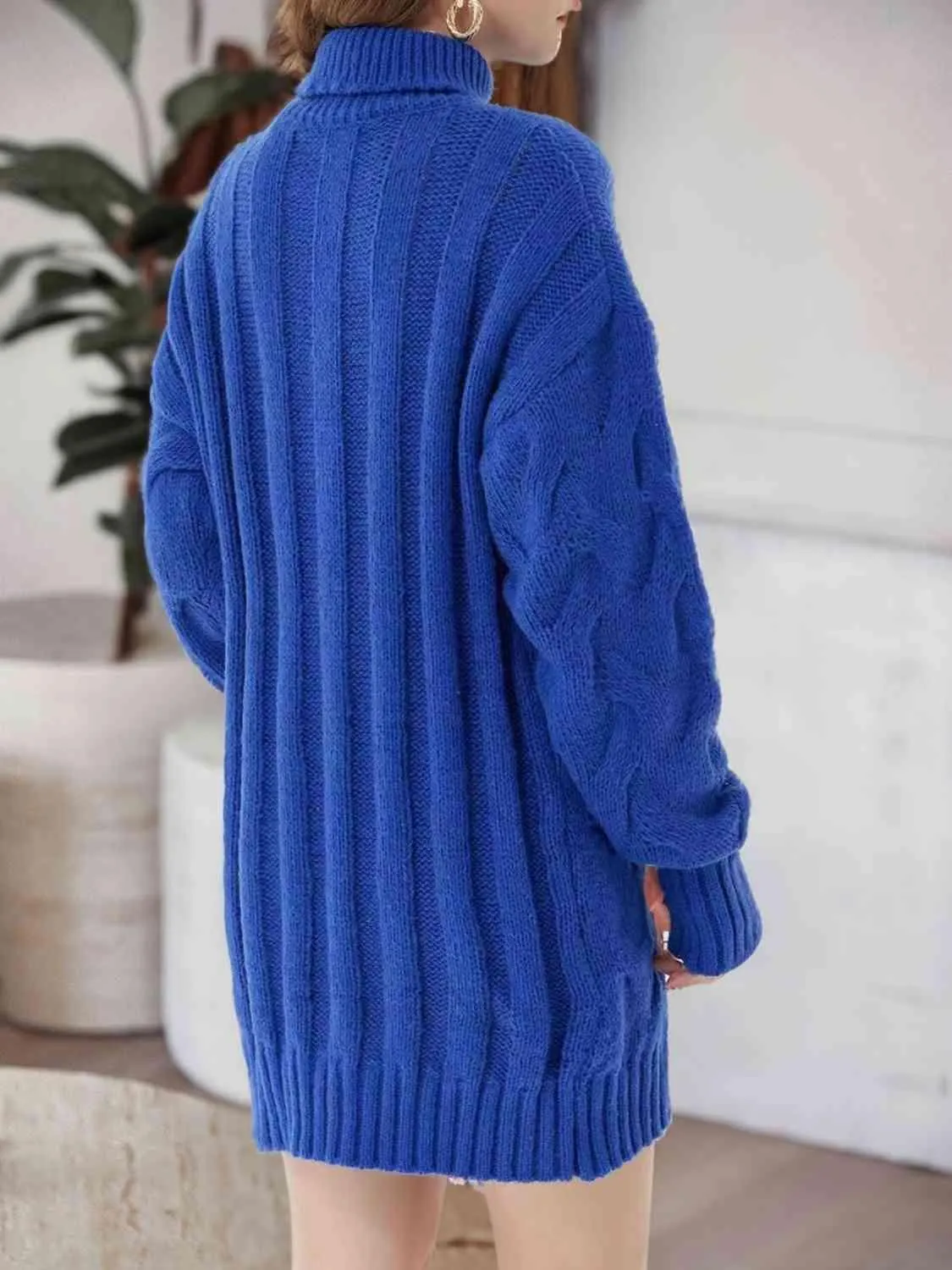 Sleigh The Day Cable Knit Turtleneck Sweater Dress