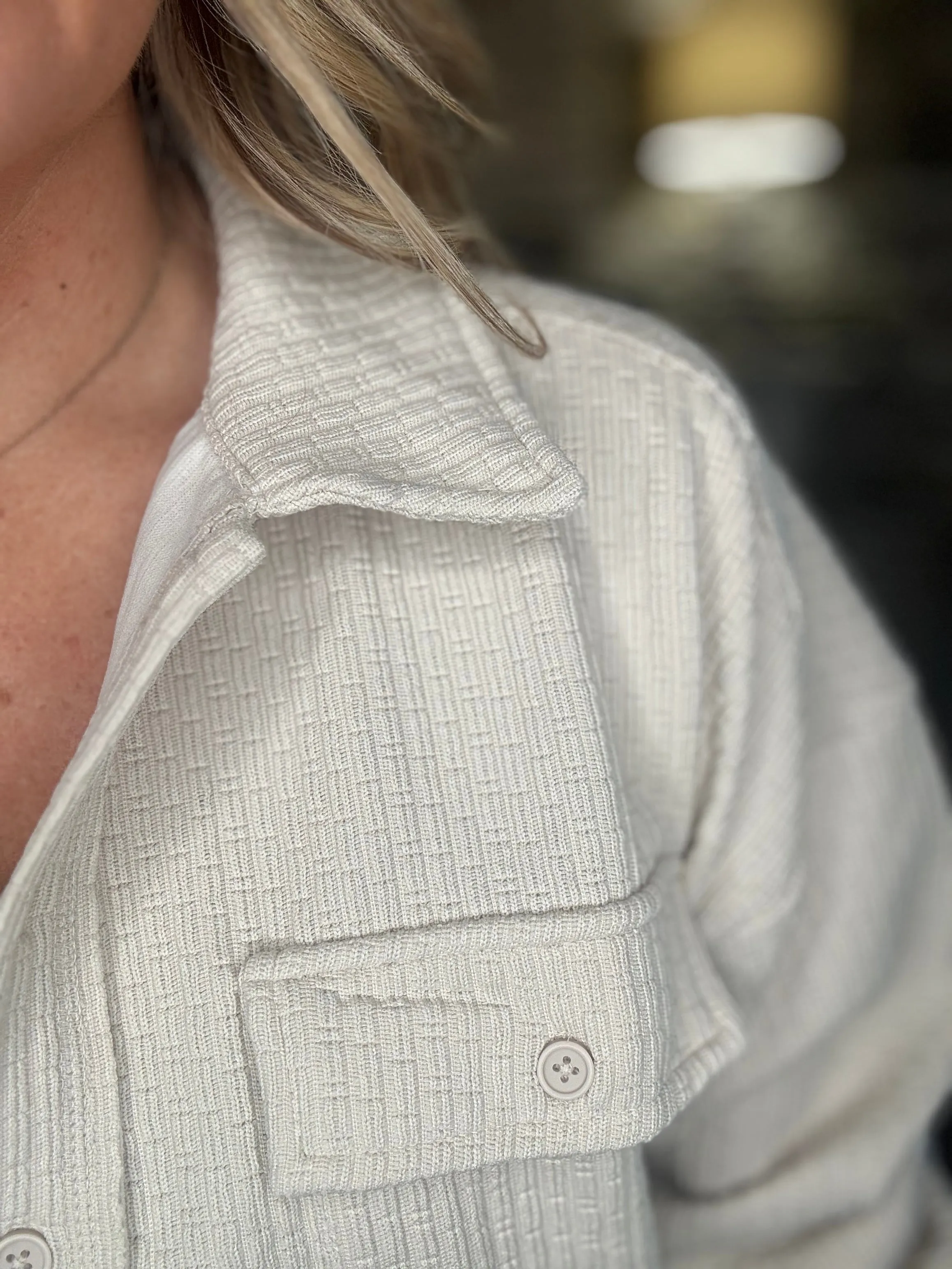 So Easy Cream Lightweight Textured Shacket