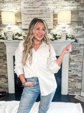 So Easy Cream Lightweight Textured Shacket