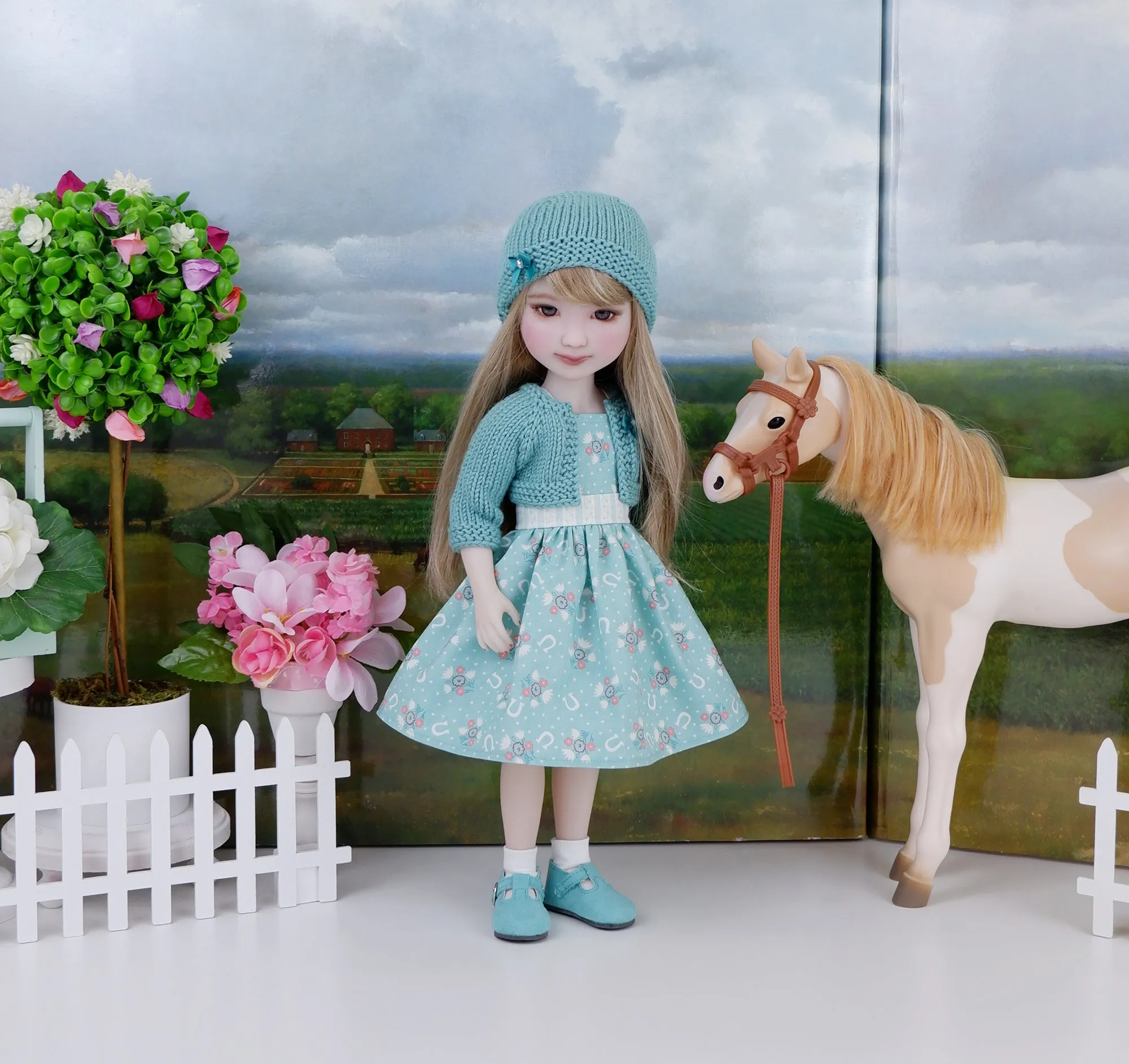 Stable Girl - dress and sweater set with shoes for Ruby Red Fashion Friends doll