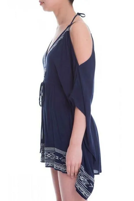 Summer in Mykonos Navy Blue Poncho Romper