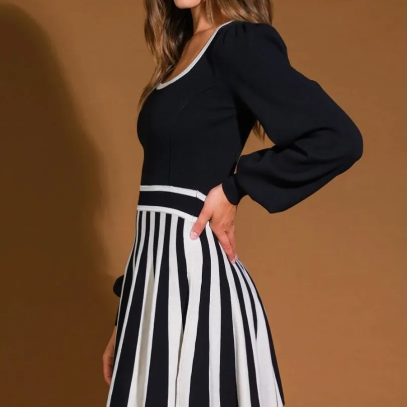 Sweet Chaos Sweater Striped Mini Dress-FINAL SALE