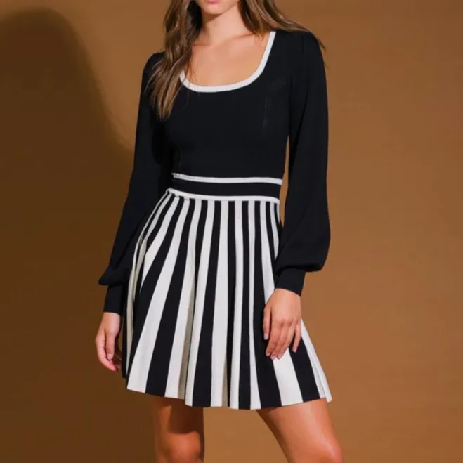 Sweet Chaos Sweater Striped Mini Dress-FINAL SALE